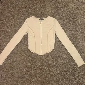SHEIN Beige Zip Up Top